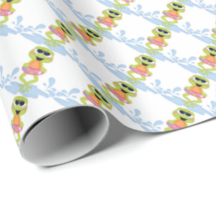 Cartoon Beach frog pattern wrapping paper
