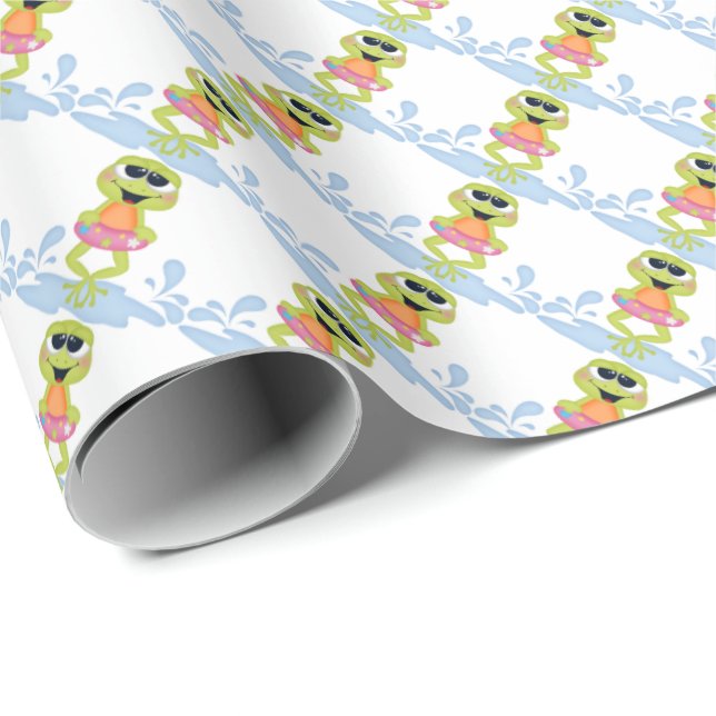 Cartoon Beach frog pattern wrapping paper (Roll Corner)