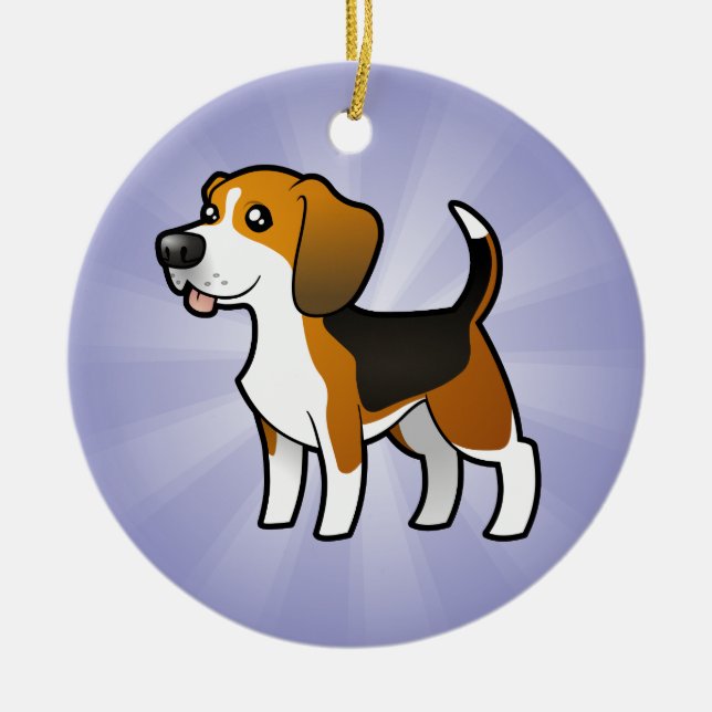 Cartoon Beagle Ceramic Tree Decoration (Front)