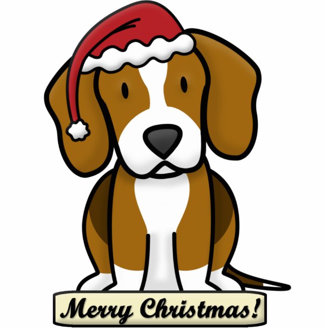 Cartoon Beagle Christmas Ornament Photo Sculpture Decoration (Front)