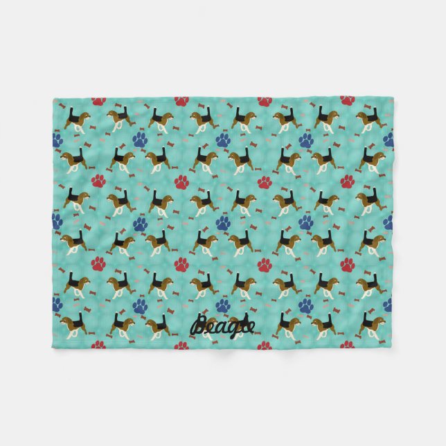 Cartoon Beagle Fleece Blanket (Front (Horizontal))