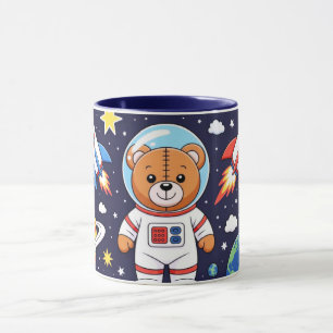 Cartoon Bear Astronaut Space Illustration Mug