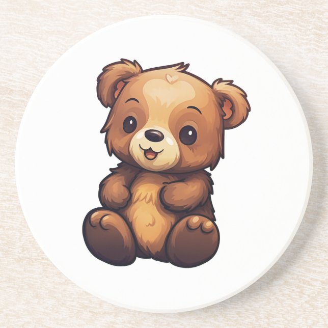 Cartoon bear illustration coaster (Front)