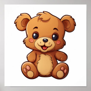 Cartoon bear illustration poster