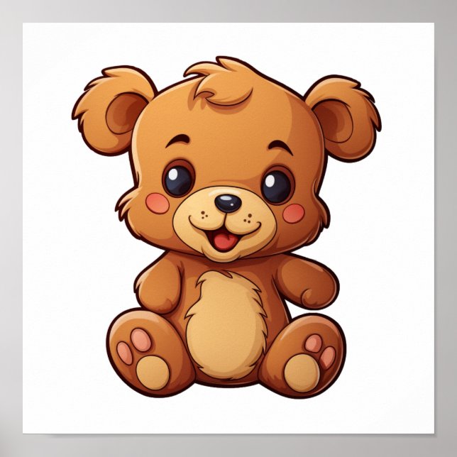Cartoon bear illustration poster (Front)