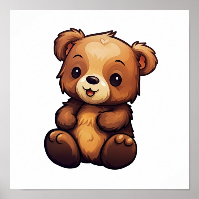 Cartoon bear illustration poster (Front)