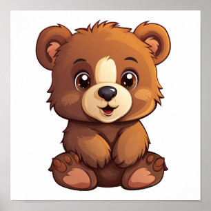 Cartoon bear illustration poster