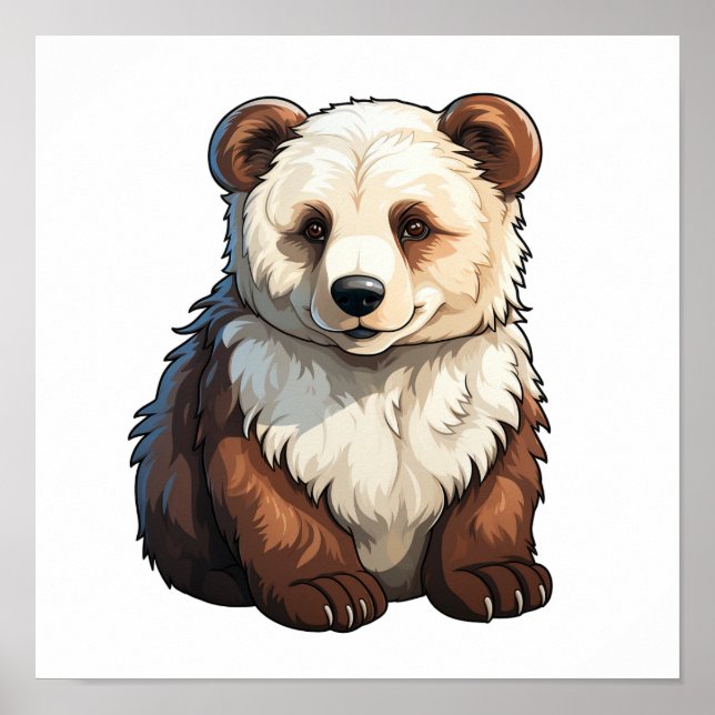 Cartoon bear illustration poster (Front)