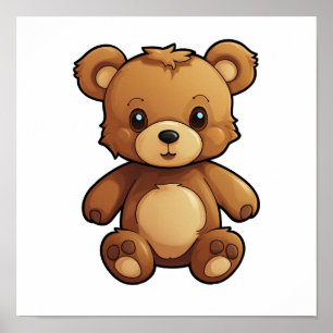 Cartoon bear illustration poster