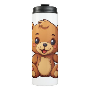 Cartoon bear illustration thermal tumbler