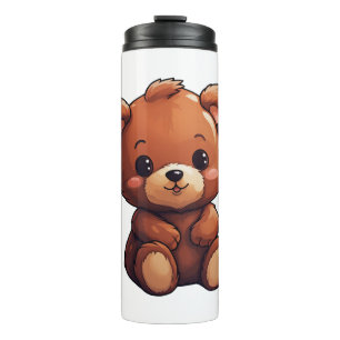 Cartoon bear illustration thermal tumbler