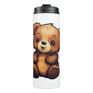 Cartoon bear illustration thermal tumbler