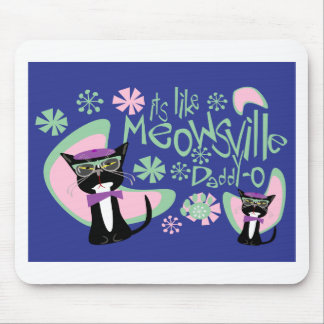 Cartoon Beatnik Character Fifties Cat Slogan Mouse Mat