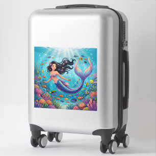 Cartoon Beautiful Mermaid under the Sea
