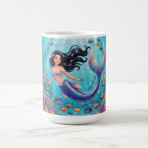 Cartoon Beautiful Mermaid under the Sea Coffee Mug