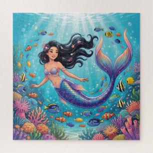 Cartoon Beautiful Mermaid under the Sea Jigsaw Puzzle