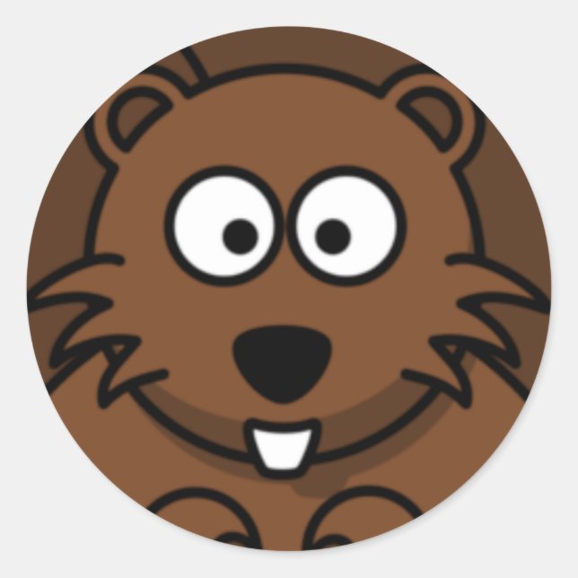 Cartoon Beaver Face Classic Round Sticker (Front)