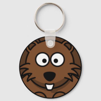 Cartoon Beaver Face Key Ring