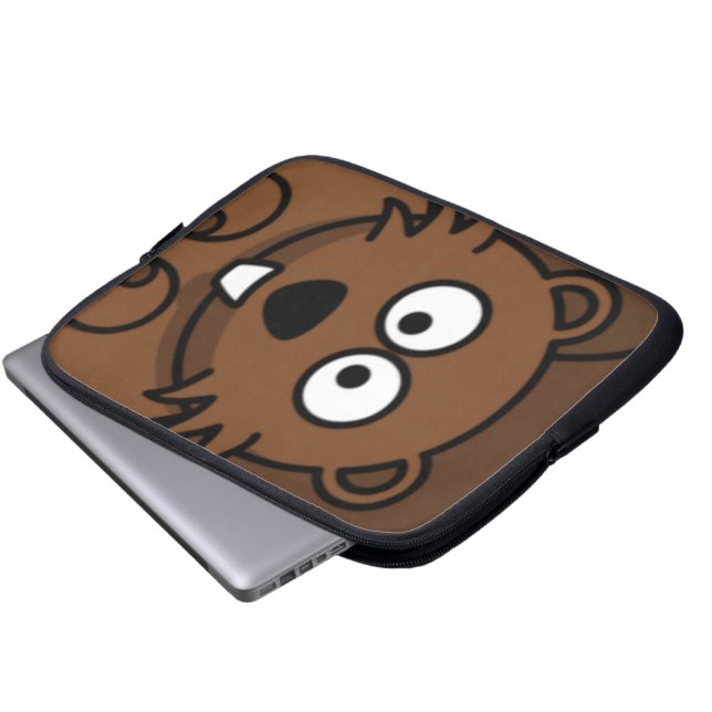 Cartoon Beaver Face Laptop Sleeve (Front Bottom)