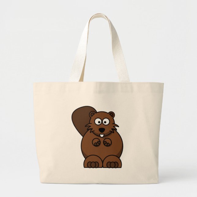 Cartoon Beaver Large Tote Bag (Front)