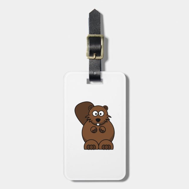 Cartoon Beaver Luggage Tag (Front Vertical)