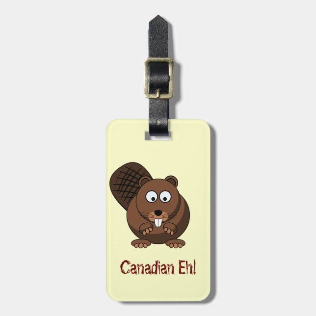 Cartoon Beaver Luggage Tag (Front Vertical)