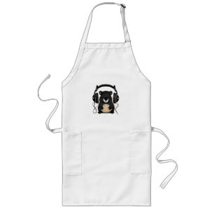 Cartoon Beaver Silhouette with Headphones Vector Long Apron
