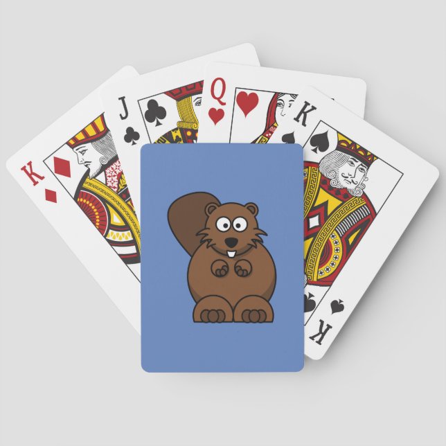 Cartoon Beaver with Blue Background Playing Cards (Back)