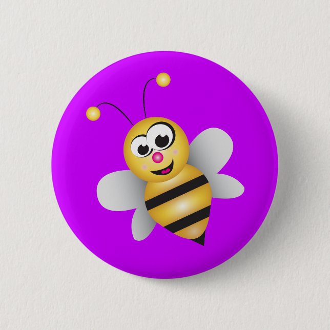 Cartoon Bee 6 Cm Round Badge (Front)