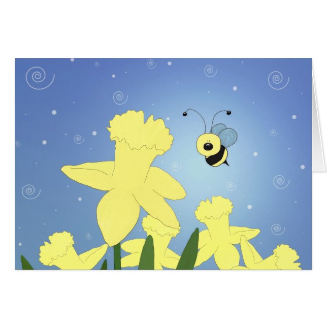 Cartoon Bee And Daffodils (Front Horizontal)