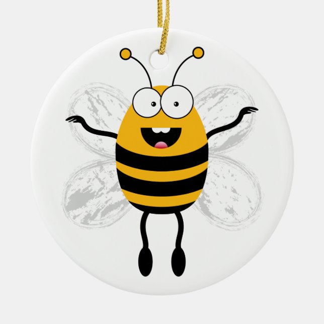Cartoon Bee Ceramic Tree Decoration (Front)