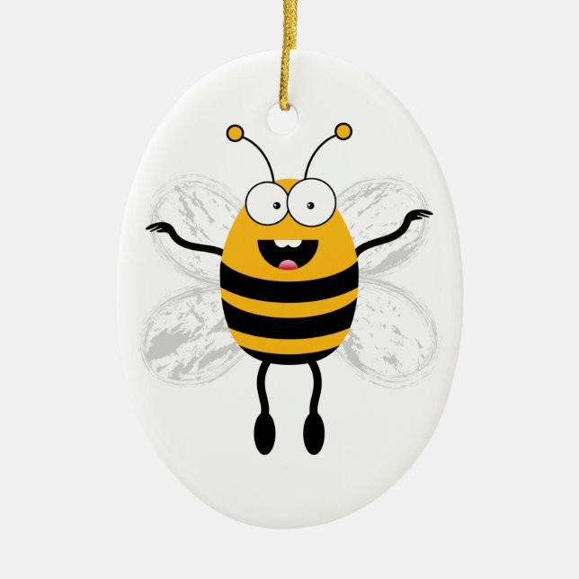 Cartoon Bee Ceramic Tree Decoration (Front)