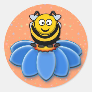 cartoon bee classic round sticker