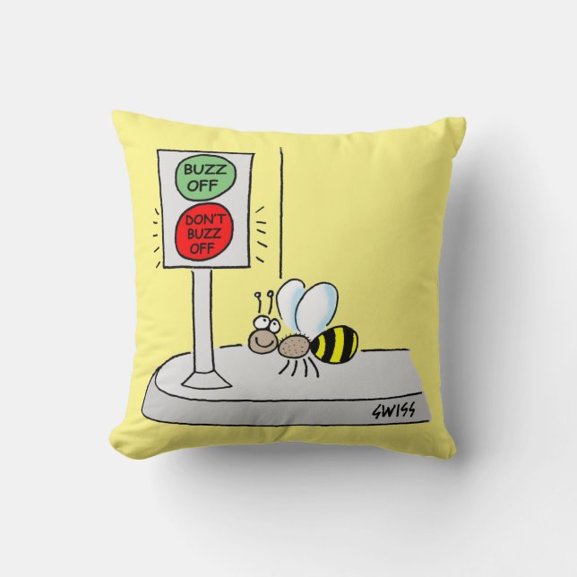 Cartoon Bee Crossing at Light Kids Nursery Cushion (Front)