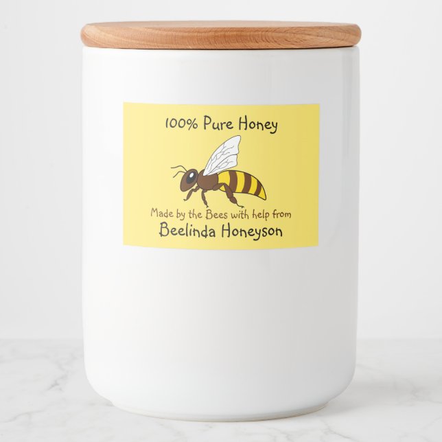 Cartoon Bee Honey Jar Labels (Front)