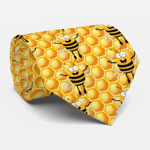 Cartoon Bee Honey pattern Tie