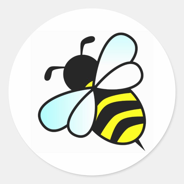 Cartoon Bee/Honeybee Classic Round Sticker (Front)
