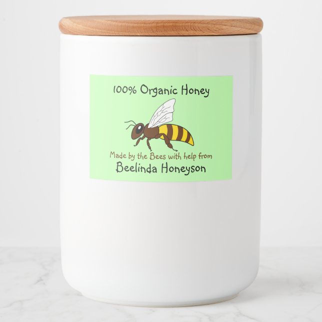 Cartoon Bee Organic Honey Jar Labels (Front)