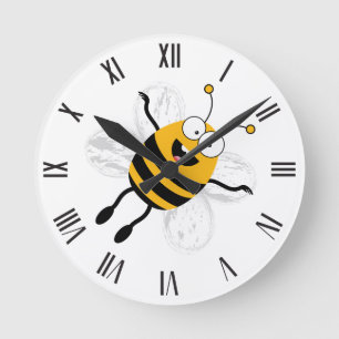 Cartoon Bee Round Clock