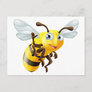 Cartoon Bee Waving Postcard