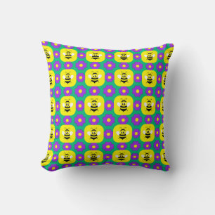 Cartoon Bees and Flowers Cushion