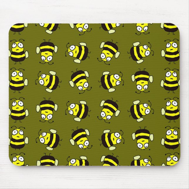 Cartoon Bees Mouse Mat (Front)