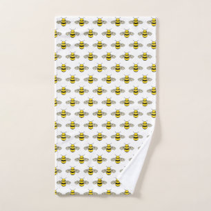 Cartoon Bees   Swarm of Bumblebees Pattern Hand Towel