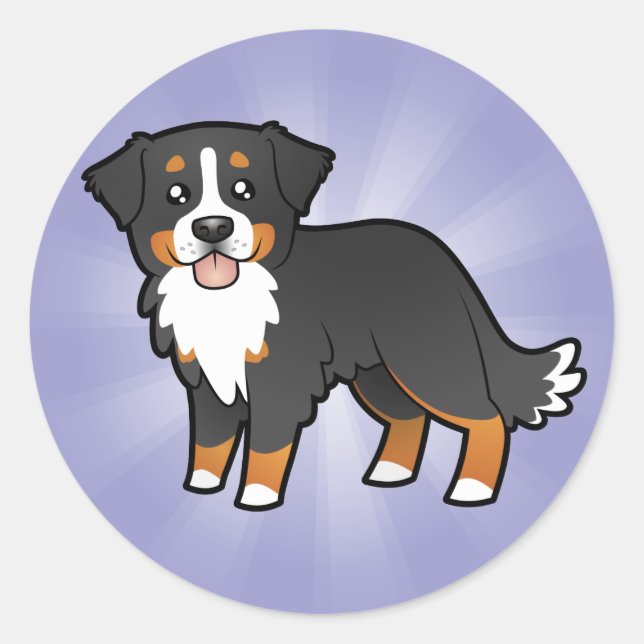 Cartoon Bernese Mountain Dog Classic Round Sticker (Front)
