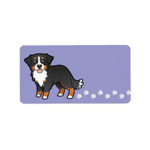 Cartoon Bernese Mountain Dog Label