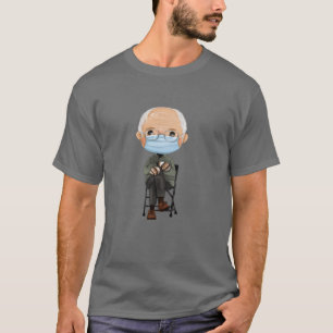 Cartoon Bernie Sanders and his Warm Brown Mittens T-Shirt