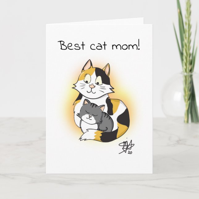 Cartoon Best Cat Mum Appreciation Card (Front)