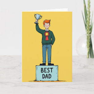 Cartoon Best Dad Trophy Card