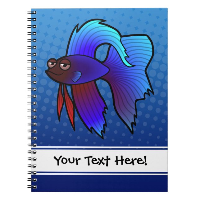 Cartoon Betta Fish / Siamese Fighting Fish Notebook (Front)