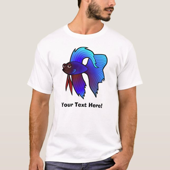 Cartoon Betta Fish / Siamese Fighting Fish T-Shirt (Front)